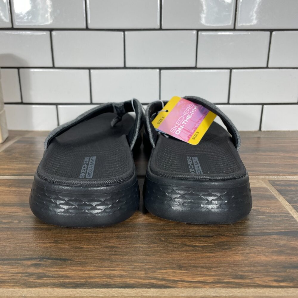 Skechers GOwalk Womens 8 Shoes Black Gray On The Go Thong Flip Flop Sandal NEW - Picture 4 of 10